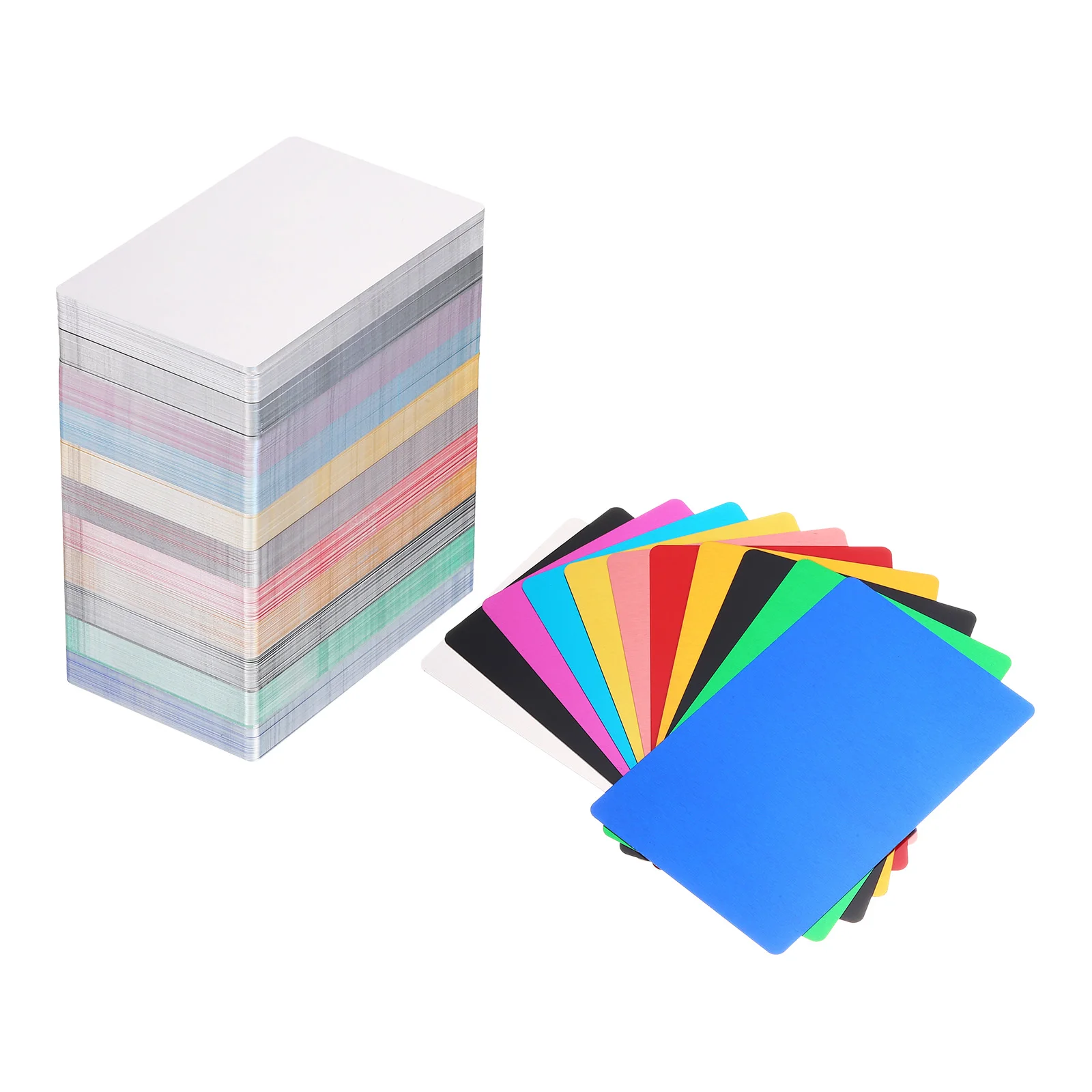 550Pcs Multicolor Blank Metal Business Card 86x54x0.21mm Anodized Aluminum Plates Multipurpose Blank Cards for Laser Engraving