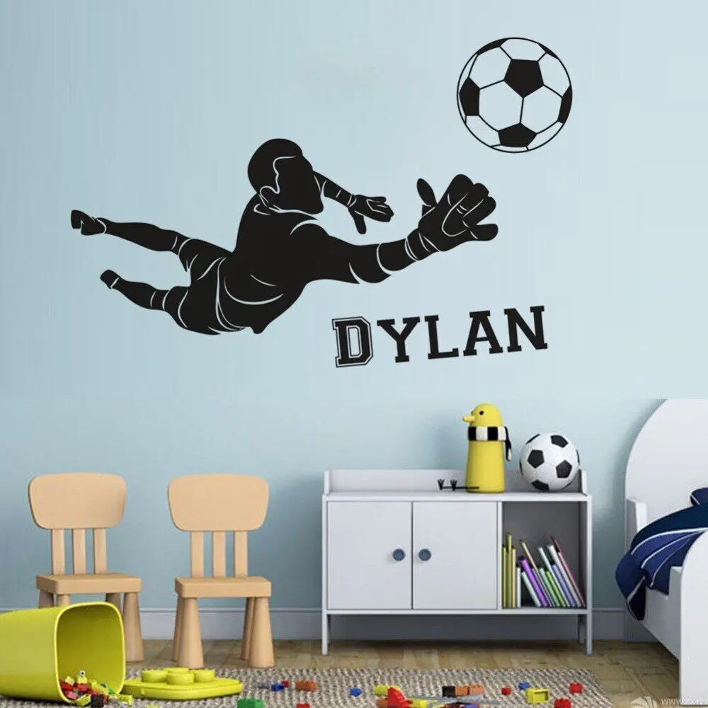 Calcio Portiere Vinile Wall Sticker Football Club Ragazzi Room Decor Nome Personalizzato Wall Poster Calcio Sport Vinile A1-088