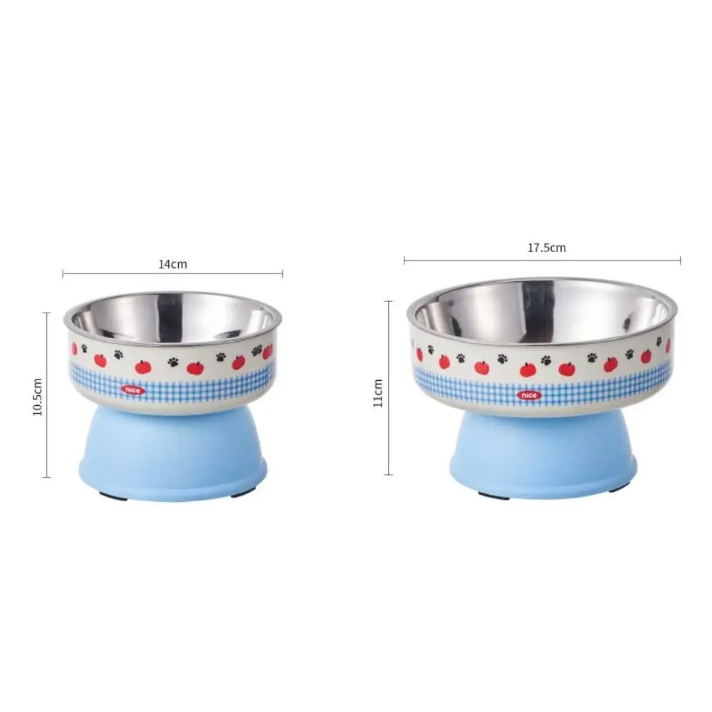 Cute Stainless Steel Pet High-foot Bowl Colorful Neck-protecting Cat Bowl - PeticaDeals