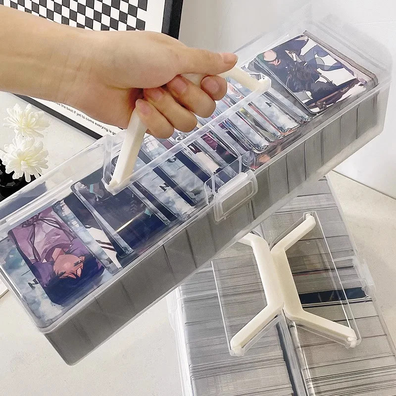 Game Cards Storage Box Football Stars Trading Card Storage Box Plastic Transparent Card Container Portable Game Card Organizer