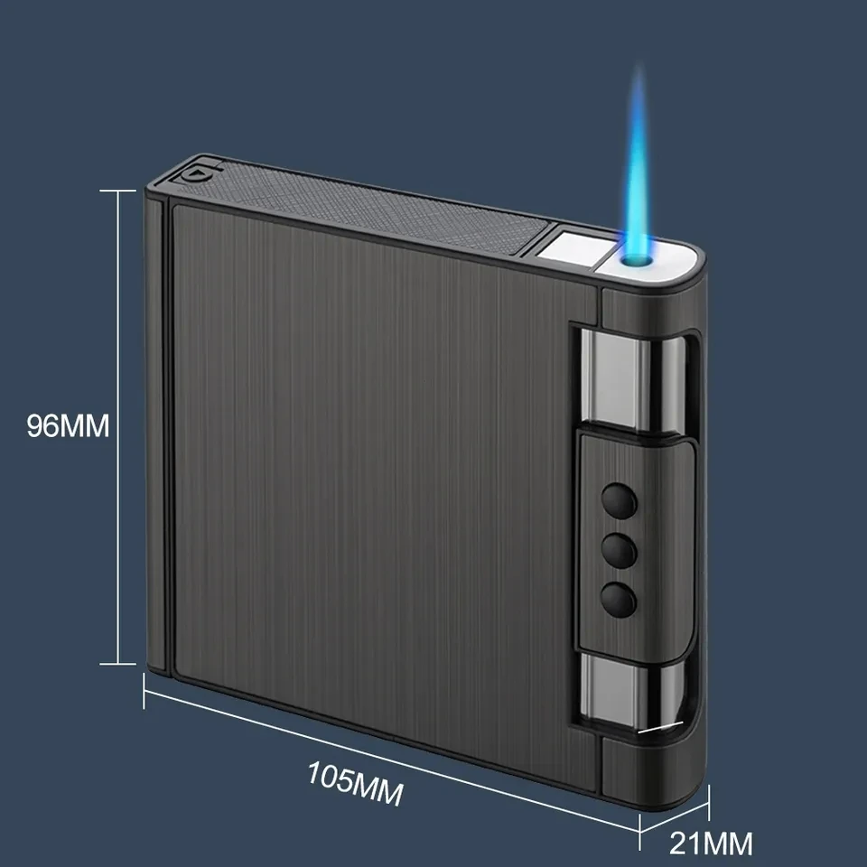 20 Pack Metal Cigarette Case Lighter Large Capacity Cigarette Case With Inflatable Lighter Y Cigarette Case Men Gift 6