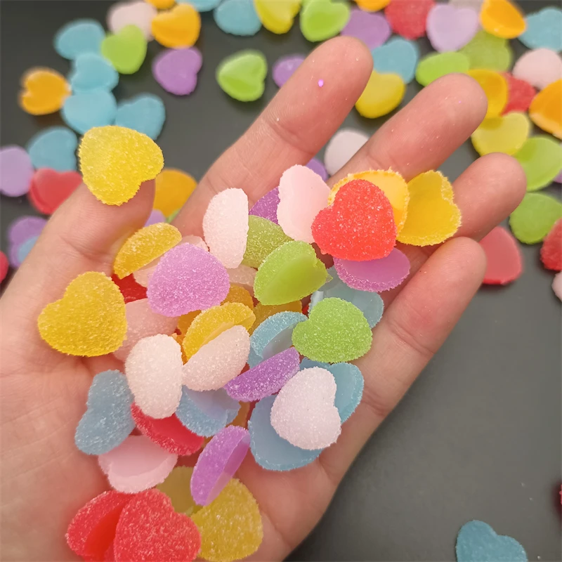 10pcs 3D 그라디언트 단색 거미 하트 네일 아트 매력 소프트 캔디 카와이 수..