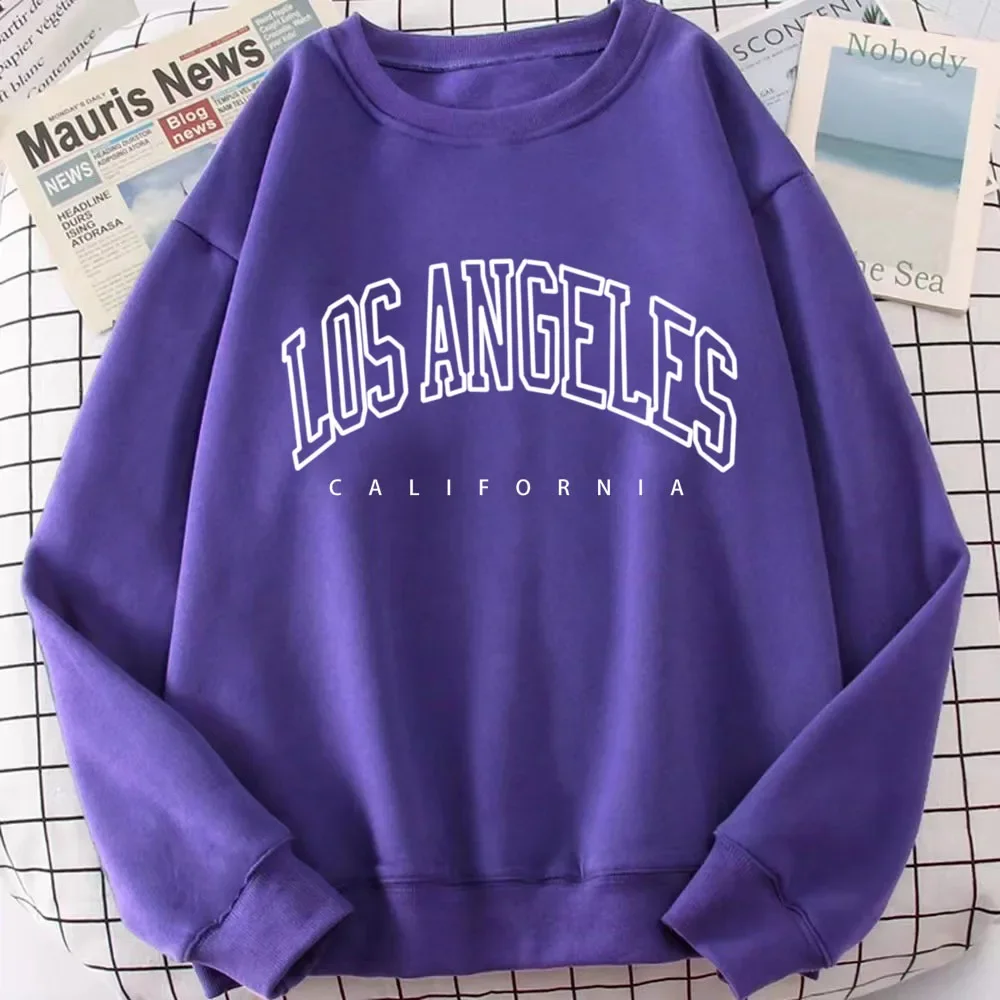 Men Oversized Sweatshirts Vintage Embroidered Los Angeles Women Hoodies Harajuku Korean style Loose Y2K Streetwear Clothes