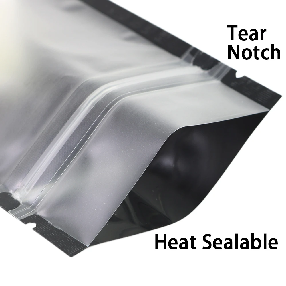 Custom Logo Print Matte Black Ziplock Plastic Packaging Pouch Mini  Flat Clear Window  Printed Mylar Bags 5