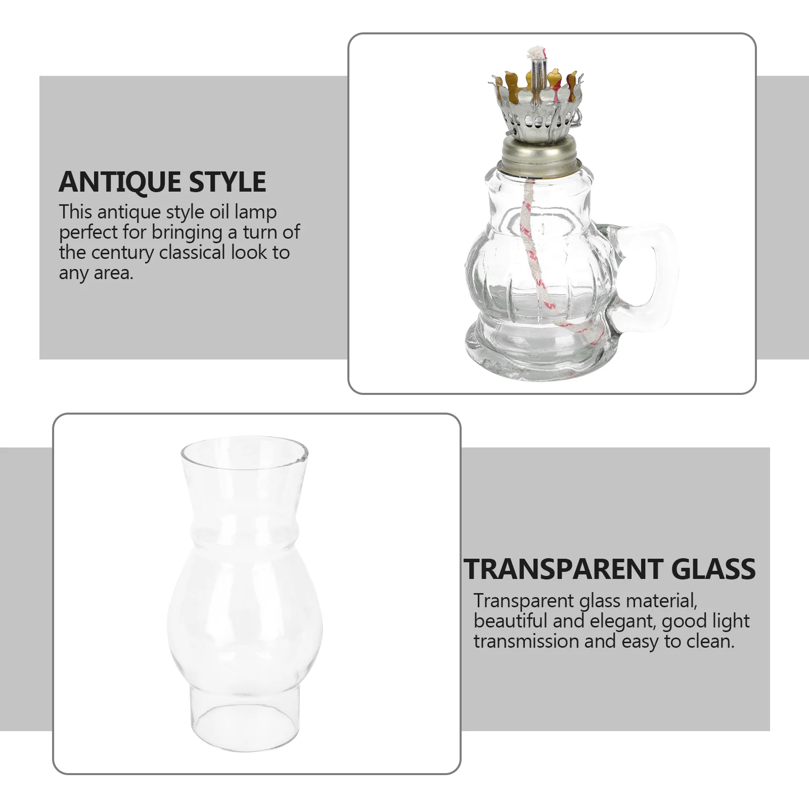 Retro Style Glass Oil Lantern Glass Cover Kerosene Lamp Lighting Tool for Home - Image 3