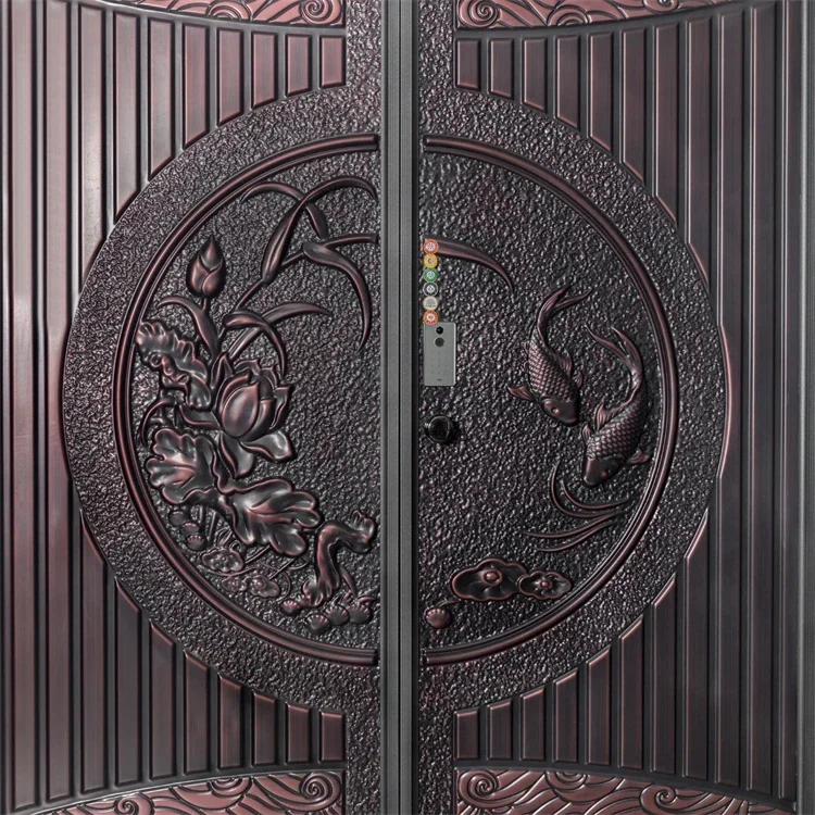 Modern Style Carved Cast Aluminum Explosion Proof Armored Security Doors