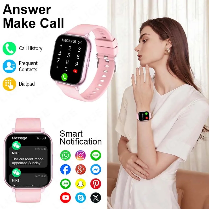 LIGE 2026 Health Monitor 1.83" HD Screen Fitness SmartWatch Call thumbnail 11