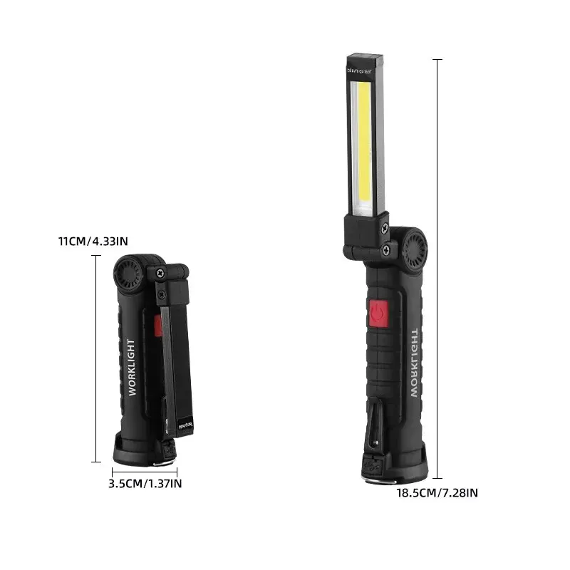 배터리가 내장 된 새로운 휴대용 COB LED 손전등 USB 충전식 작업등 마그네틱 랜턴 교수형 램프 캠핑 토치