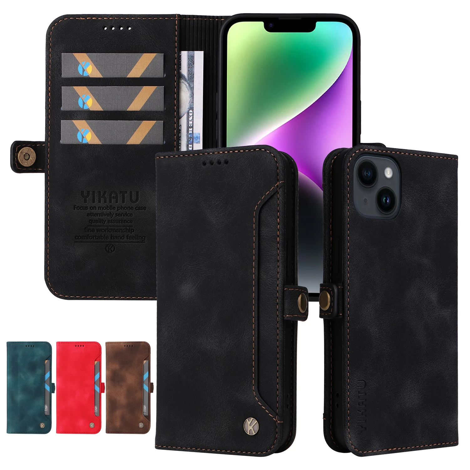 Flip Wallet Case For Iphone 14 13 12 Mini 11 Pro Max Leather Se 2022