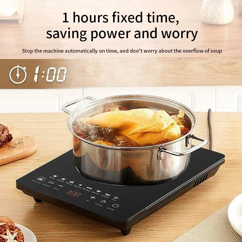 UK 220V Induction Cooktop 2200W Portable Induction Burner Home Smart Kitchen Touch Panel Countertop Burner, Cooker
