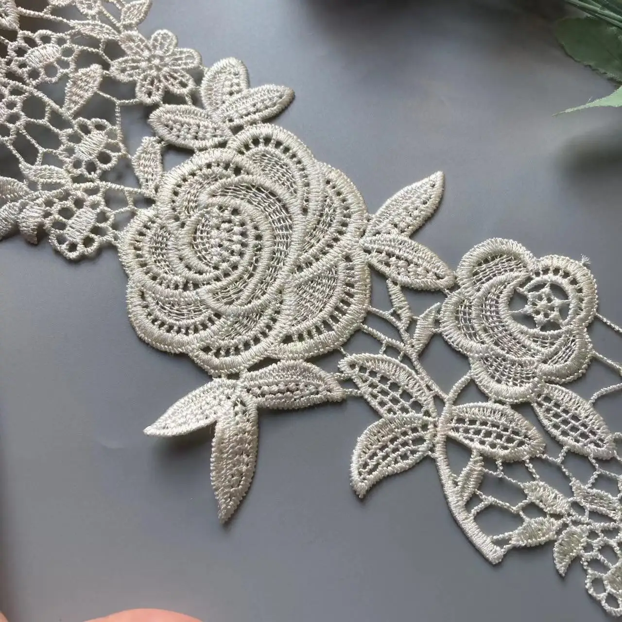 

2 Yard Ivory 12cm Polyester Pearl Flower Embroidered Lace Trim Ribbon Fabric Handmade DIY Wedding Dress Sewing Supplies Craft