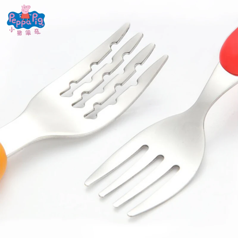 Peppa Pig Fork Spoon Tableware 304 Stainless Steel George Pig Dad Mom Children Playing House Simulated Toys Anime Figure Gifts cartoon toy