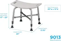 NOVA Medical Products Heavy Duty Shower Bath Chair 500 lb. Weight Capacity Quick Easy Tools Free Assembly Lightweight Seat Heigh 2