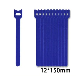 Auto Adhesive Reusable Velcro Cable Management Straps - Multi - Pack Ties for Wire Organization and DIY Projects (Blue)