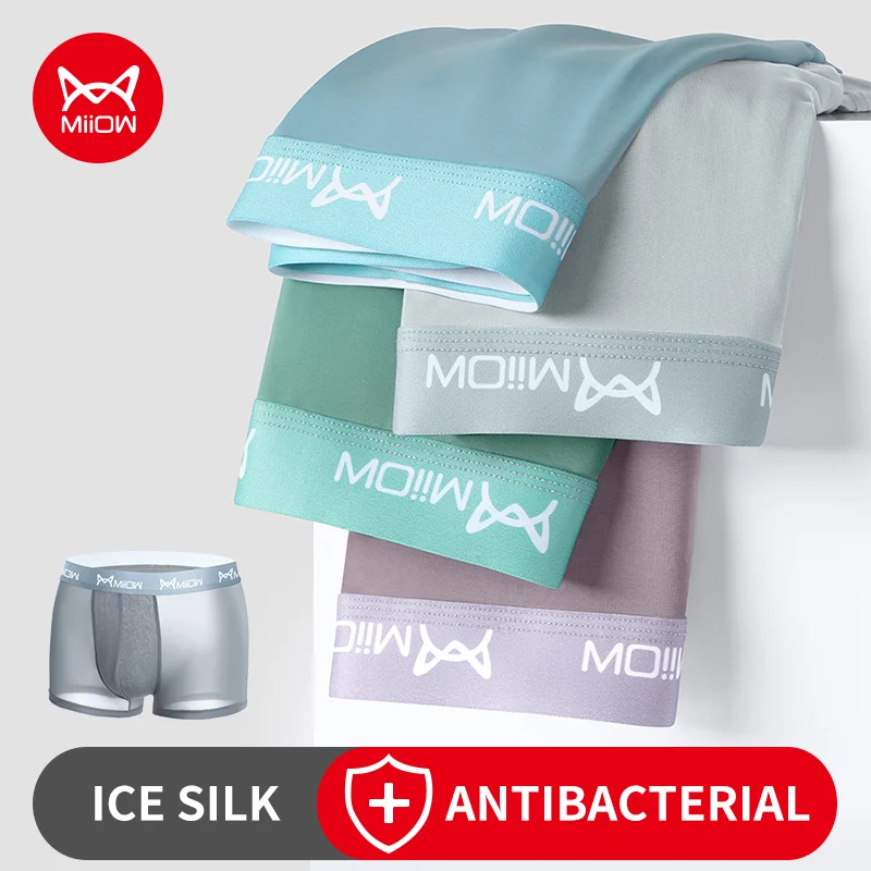  MiiOW 4Pcs Sexy Men Underwear Boxer Shorts Cotton crotch Breathable Boxershorts Men Trunks Lightweight Fabric Male Underpants 