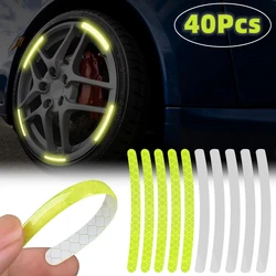 20/40 Pcs Car Wheel Hub Sticker Reflective Stripe Tape for Motorcycle Car Night Driving Safety Luminous Universal Stickers New