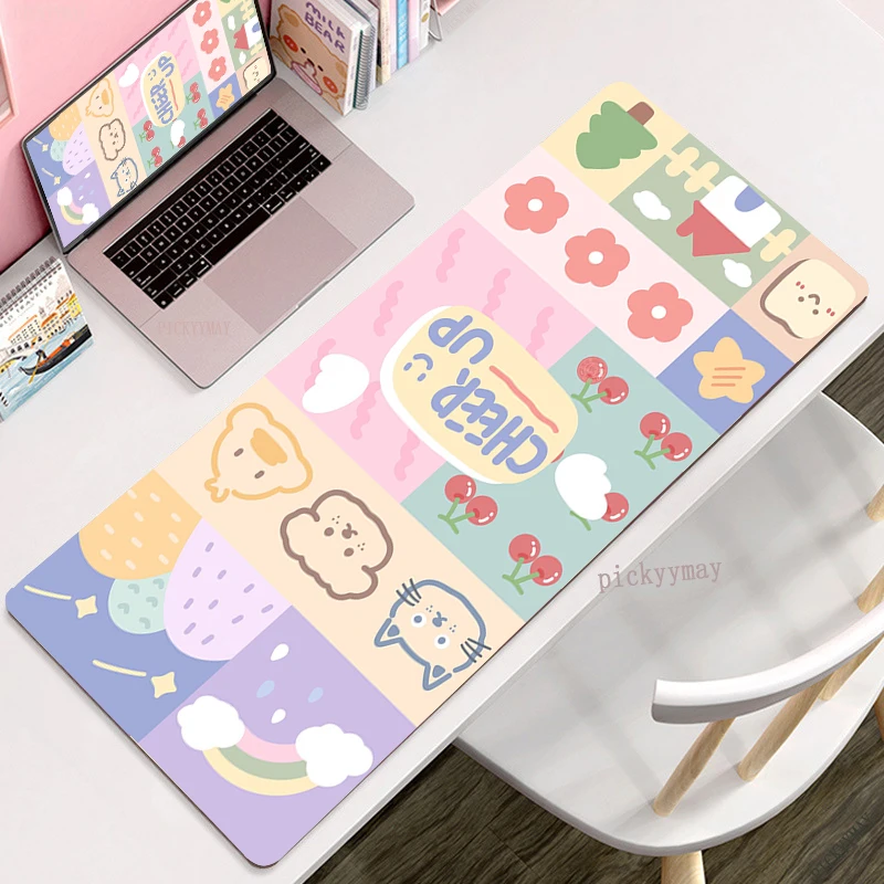 

Cute Bear Large Mousepad Anime Gamer Mousepads Keyboard Mat 40x90cm Desk Rug Kawaii Pc HD Desk Mats Company Mouse Pad For Gift