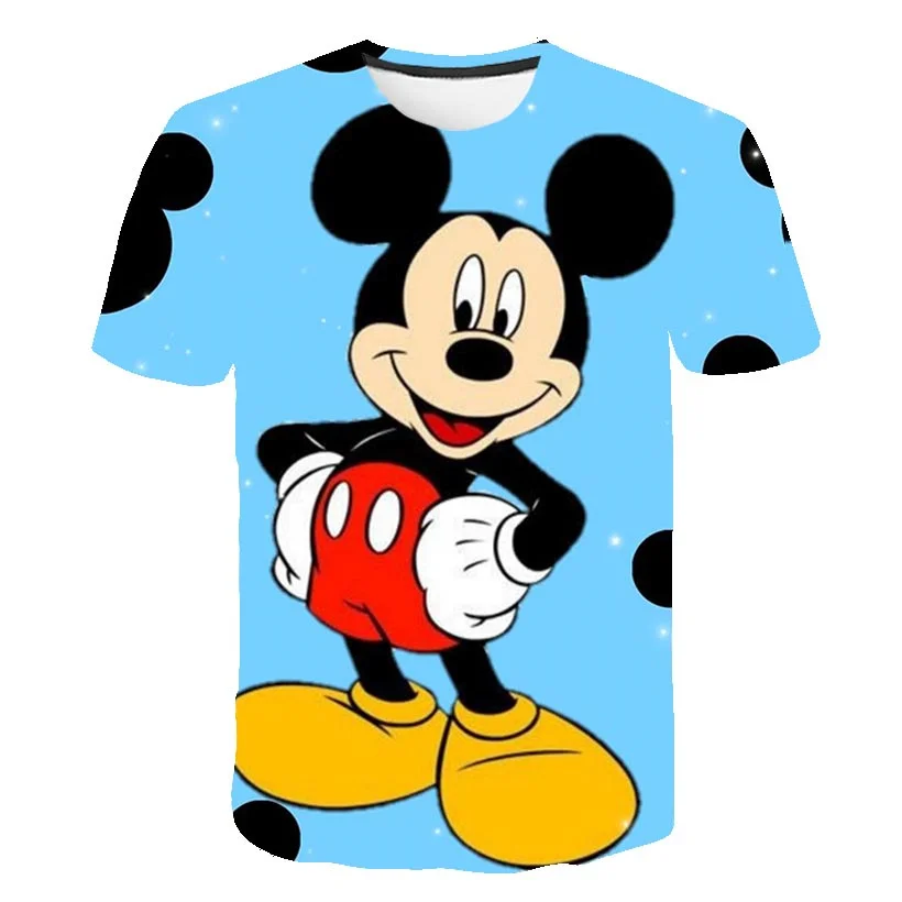 

Summer Mickey Mouse T-Shirts Clothing Fashion Girls Tees Tops Clothes Disney Short Sleeves Cartoon Casual Tee Shirts 1-14 Years