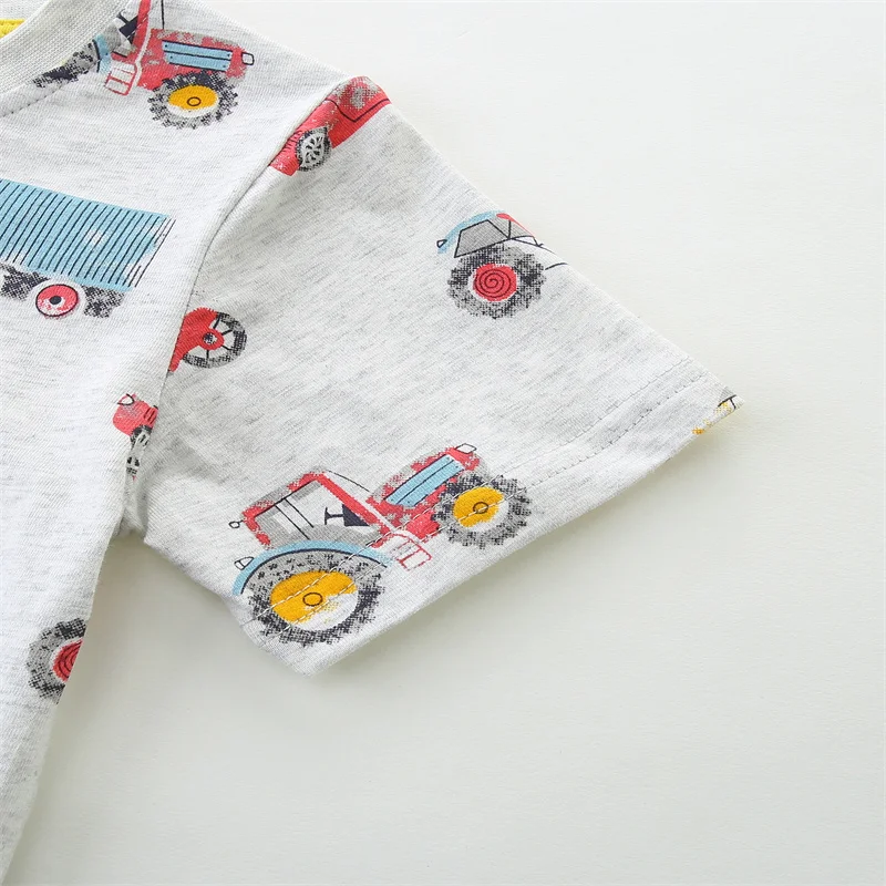 Jumping Meters 2-7T Boys T Shirts With Cartoon Cars Print Short Sleeve Summer Baby Clothing Fashion Baby Shirts Tops Kids Wear 4