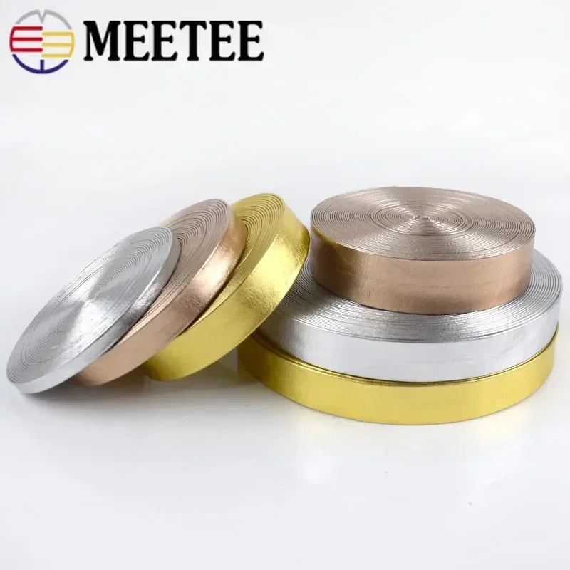 5M 5-30mm Width Synthetic PU Leather Ribbon Gold Silver Bag Cords DIY Clothing Jewelry Decor Bows Band Necklace Material