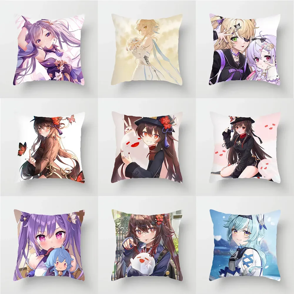 

Genshin Impact Hu Tao Venti Pillow Case Square Cushion Pillow Cosplay Anime Pillowcase Gift