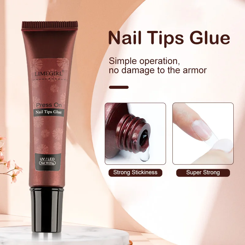 Limegirl Nail Glue Solid Gel For Press on Nails Soft Gel Nail Tips 20g Strong Adhesive Rhinestone Glue Charms