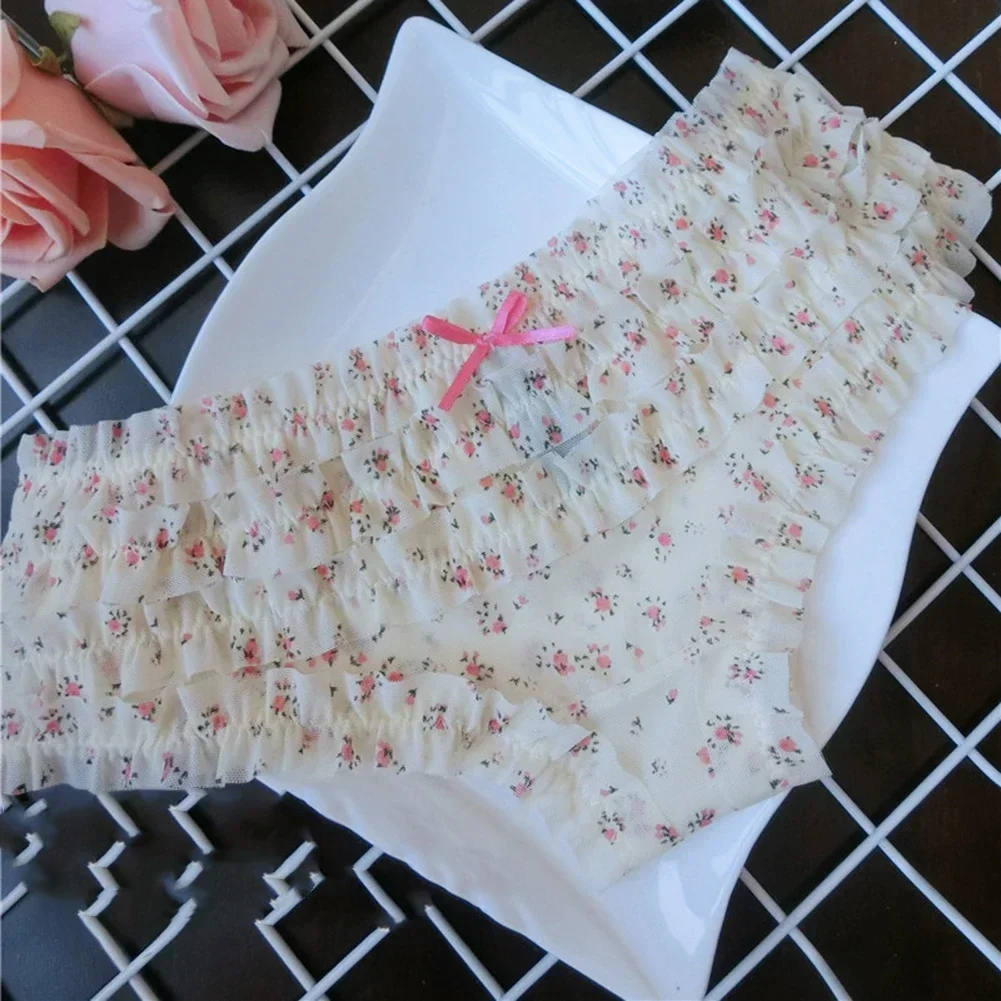 Girls Cute Sweet Panties Underwear Cake Layer Lace Briefs Sexy Mesh Breathable Cozy Underpant Women Low Waist Thong Lingerie