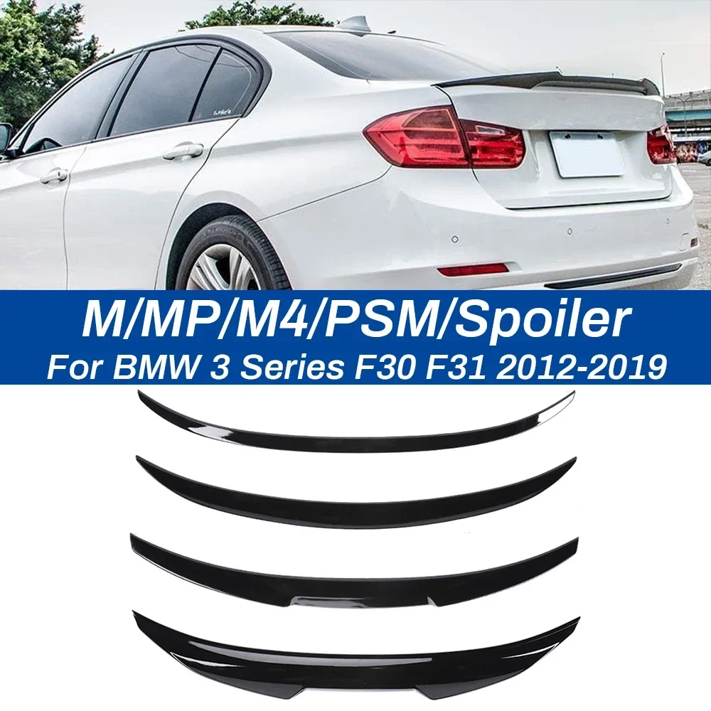 

For BMW 3 Series F30 F31 F35 2012-2019 Gloss Black MP M4 PSM Style Wing Carbon Fiber Rear Lip Trunk Bumper Roof Spoiler Splitter