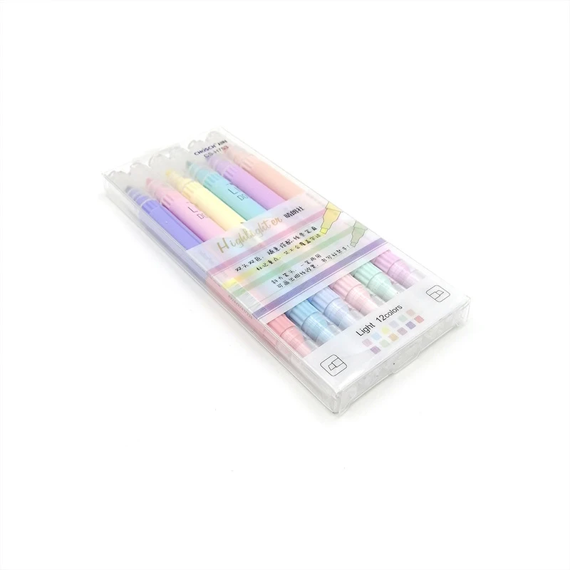 KissButy 6Pcs/Set Highlighter Pen Set Double headed Kawaii Fluorescence Colour School Supplies Marker Stationery Highlighter Marker Highlighter Pen Marker Pen