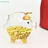 Mini Pig Money Jar Golden Beans Storage Box Transparent Piggy Bank Gold Glass Pig Ornaments Portable Coin Bank Saving Box Gift 6