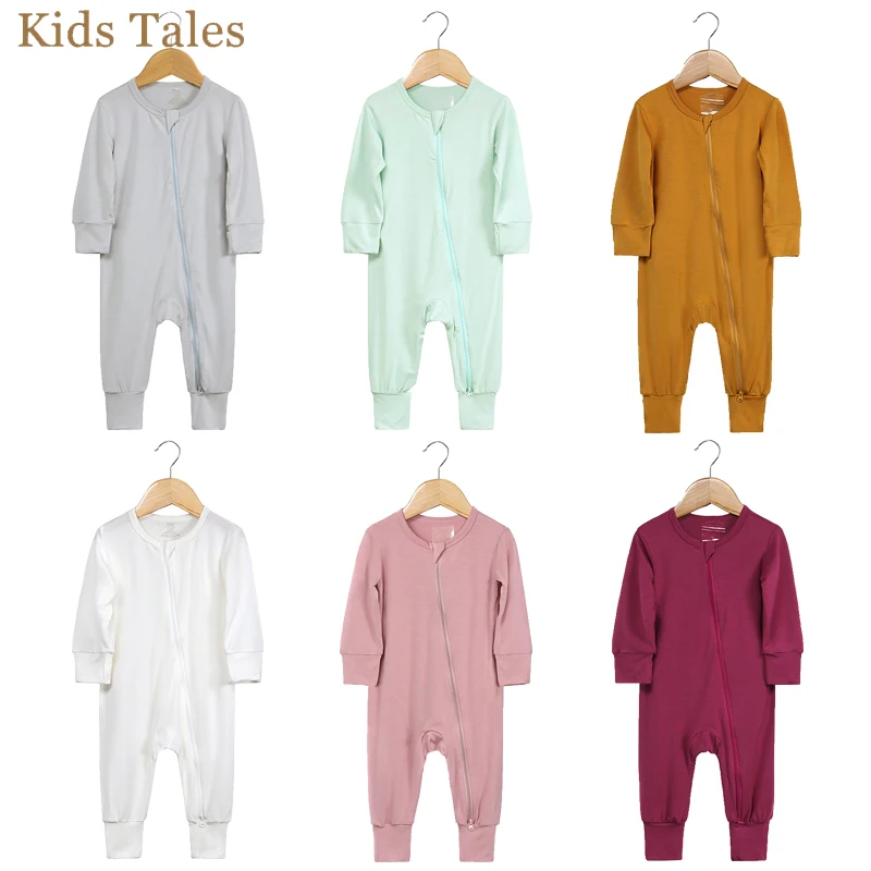 Newborn Baby Boy Girl Bamboo Fiber Romper Jumpsuit Infant Solid Long