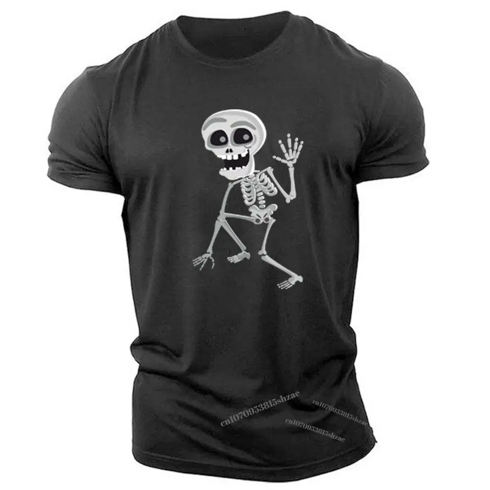 

2022 Horror Skull Print T-Shirt Trend Breathable Slim Sports Short Sleeve Top Summer Street Men's Fitness Men's Clothing Teens