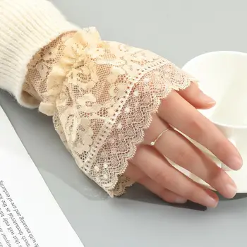 1 زوج انفصال وهمية الأكمام ربيع الخريف البرية سترة الأكمام الزخرفية الدانتيل الكشكشة الكوع كم الكفة العالمي وهمية الكفة 3