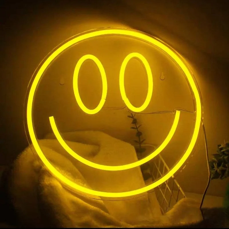 Cute Smiley Face Neon Lights Decorative Neon Sign Lighting For Bedroom Birthday Wedding Party Gifts Girls Kids Room Décor