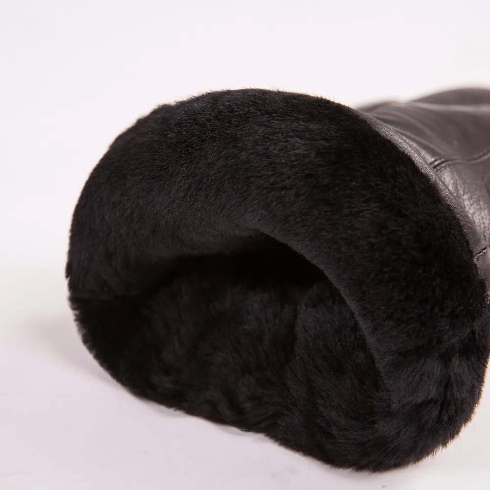Men Sheepskin Leather Gloves for Winter Outdoor Warm