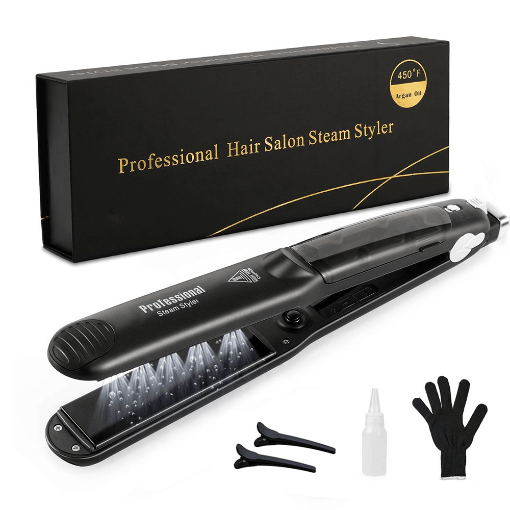 Steam Hair Straightener Professional Ceramic Vapor Flat Iron 450â Fast Heat Argan Oil Treatment Hair Care Tools