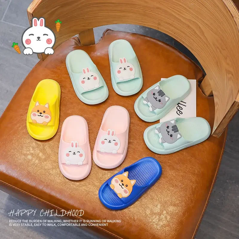 Pink Rabbit Children's Slippers Summer Non-slip Bath Cartoon Household Children Bunny Slipper Teenage Girls and Boys Slipper kids slippers summer slippers