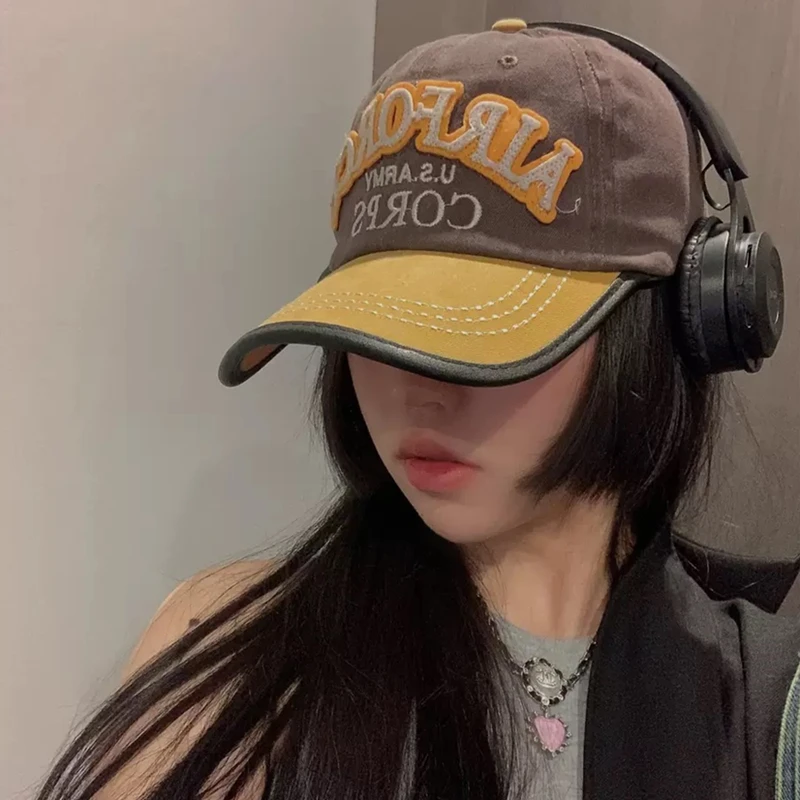 Hot Sale Unisex Cap U.S.ARMY Embroidery Vintage Leather Edging Baseball Cap Men Women Casual Outdoor Dad Hats