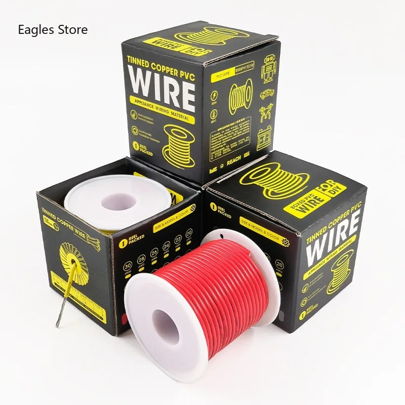 

1 Rolls 30 28 26 24 22 20 18 16 AWG UL1007 PVC Stranded Electrical Wire DIY Tinned Pure Copper Cable Line PCB Wire