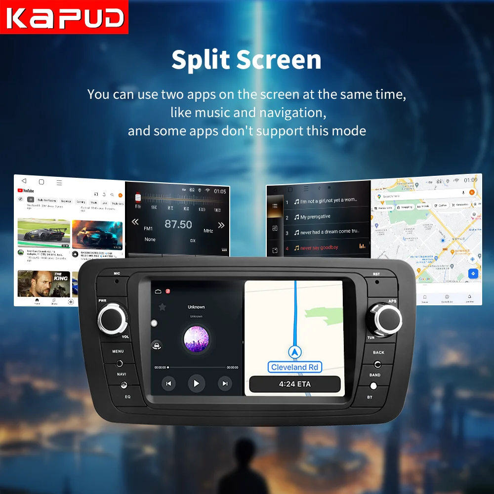 Kapud 자동차 멀티미디어 네비게이션 라디오 플레이어 화면, 이비자 6j 2009 2010 2011 2012 카플레이, 자동 SWC 4G DSP, 안드로이드 12