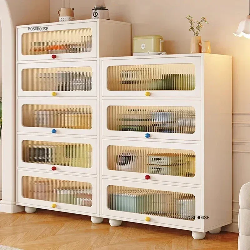 Solid Wood Kitchen Cabinets Household Living Room Storage Cabinets Multi-functional Multi-layer Kitchen Pantry Cabinet N 2