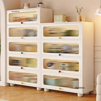 Solid Wood Kitchen Cabinets Household Living Room Storage Cabinets Multi-functional Multi-layer Kitchen Pantry Cabinet N 2