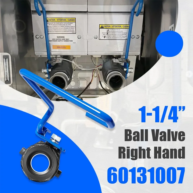 60131007 Ball Valve 1-1/4" Right-Hand Valve with 9" Hook Lever Rod, Fits for Pitco & Magikitchen Fryers, for SG14, SSH75 More