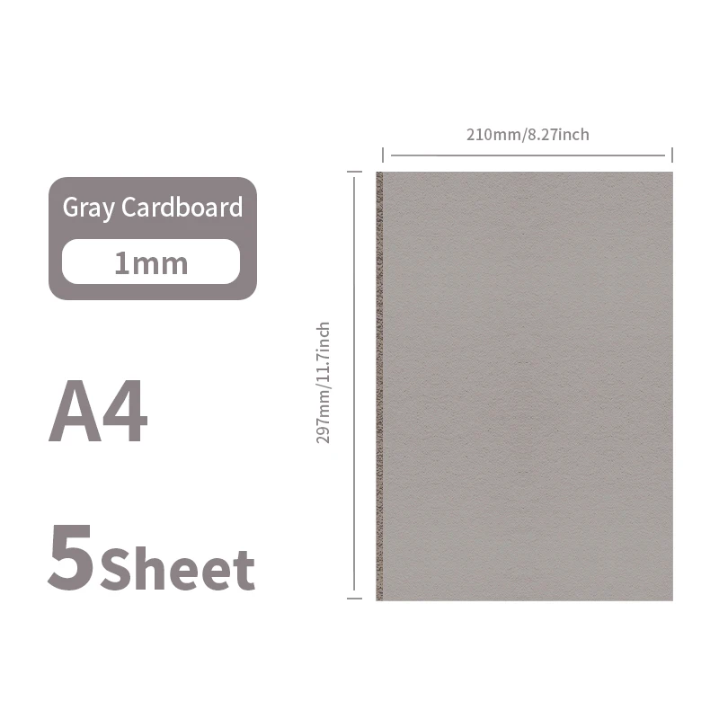 Cartoncino grigio A4 1mm 1.5mm 2mm 3mm Cartoncino grigio Carta dura spessa per pacchetto di copertina album stampo fatto a mano fai-da-te