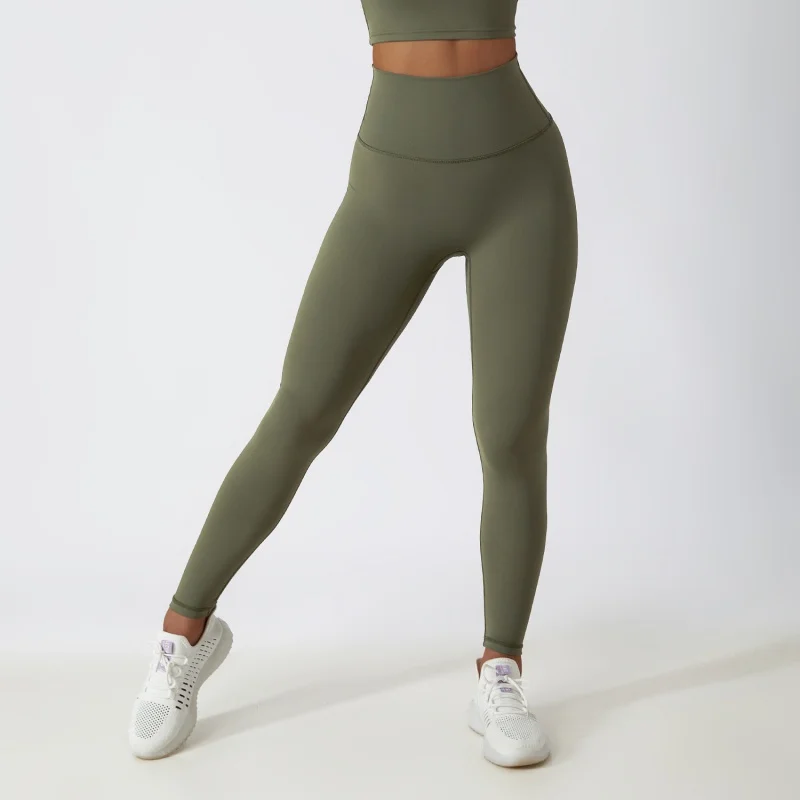 High Waist Hip Lift Fitness Pants Women's Tight Outdoor Cycling Exercise Running Pants Breathable Quick-Drying Nude Feel Yoga Pa