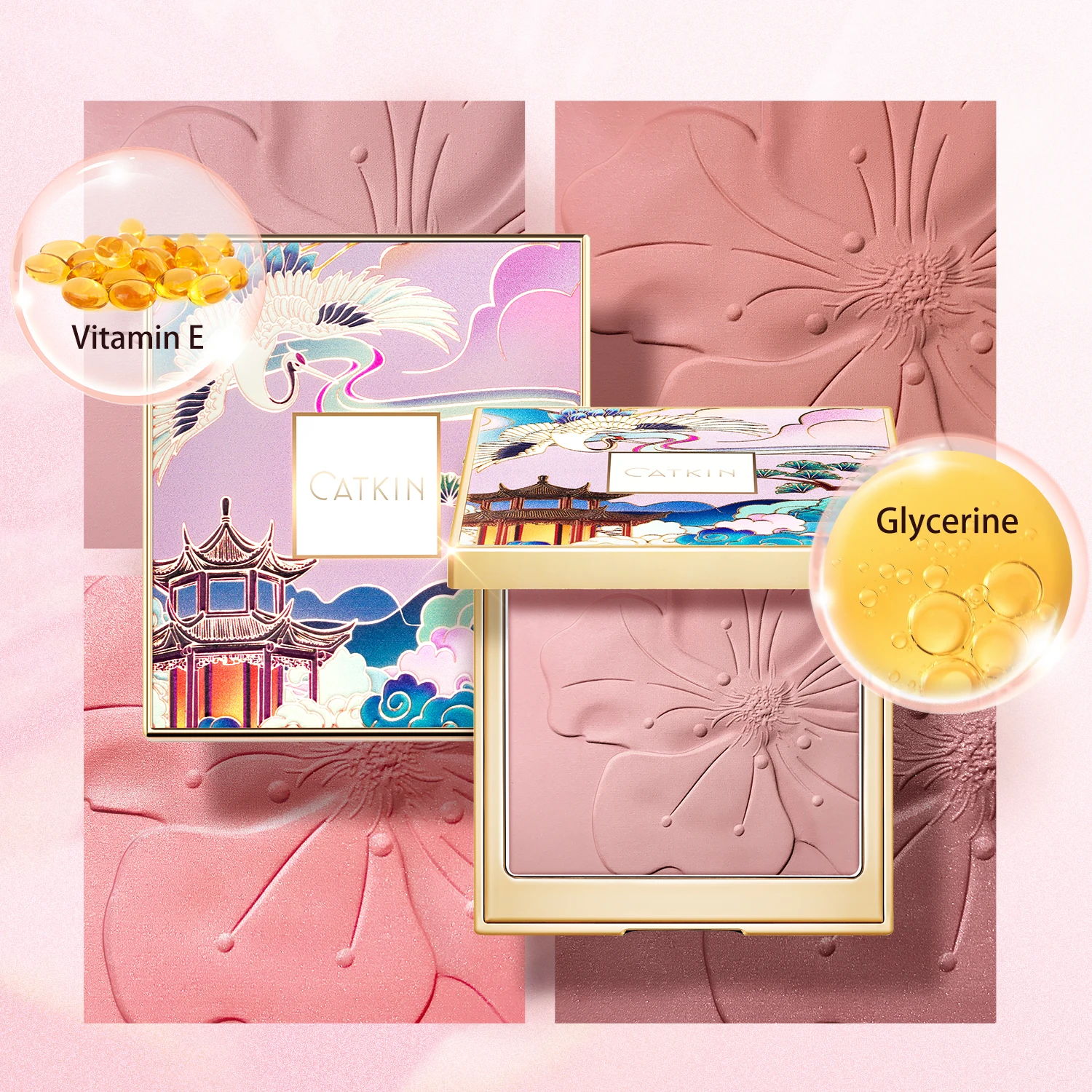 CATKIN Eternal Love Rosy Cranes Blush Drunk In Flower Long-lasting Natural Blush 3