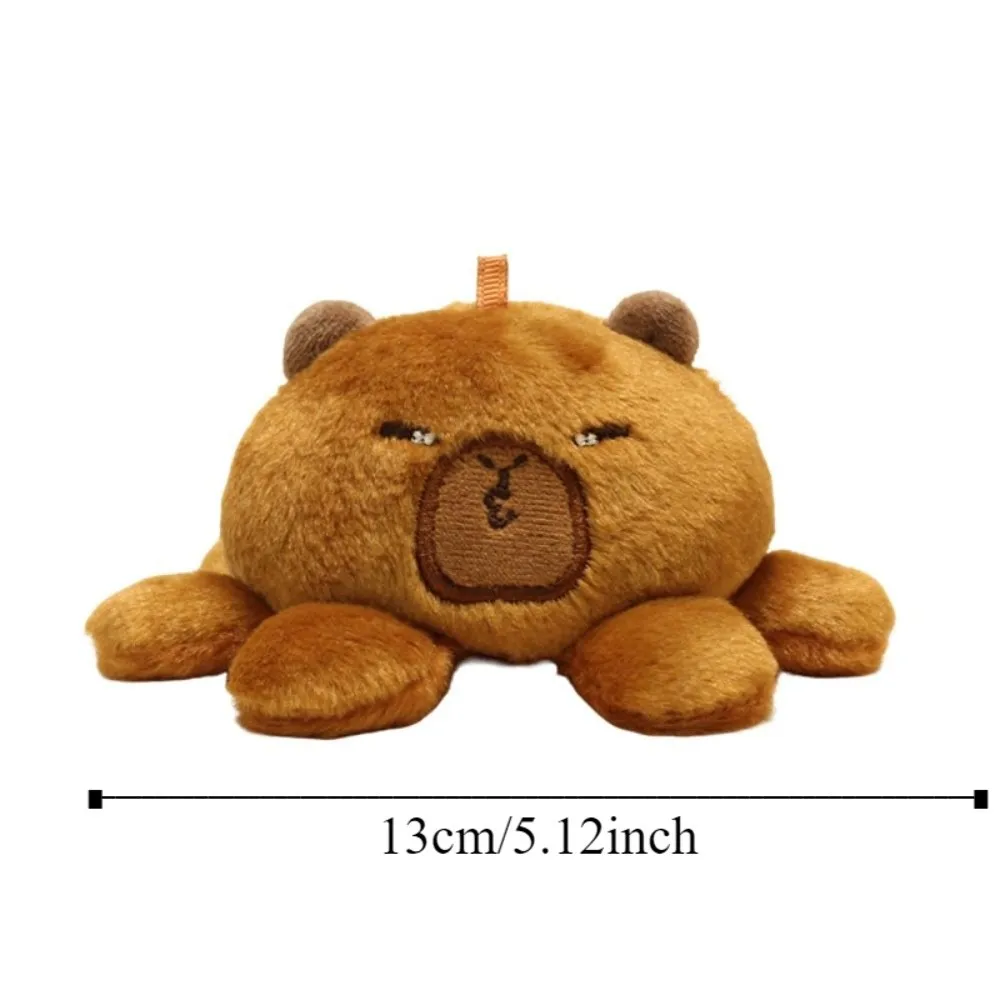 Double-Sided Capybara Keychain Fluffy Flipable Flipped Capybara Keychain Cosplay Ins Cartoon Capybara Doll Pendant