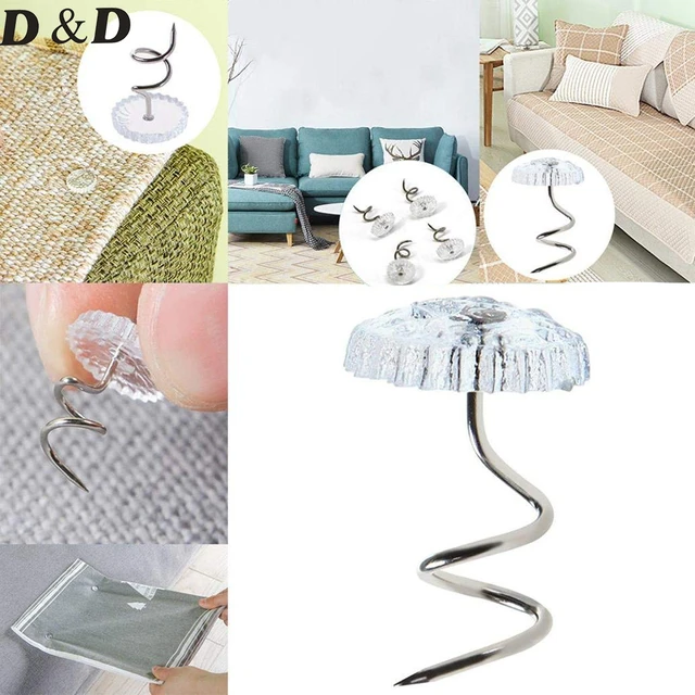 50 Pcs Clear Bedskirt Pins Plastic Twist Pins Upholstery Bed Tacks Nonslip  Bedskirt Spiral Pins Headliner Pins for Slipcovers Household Furniture Bed  Skirts 