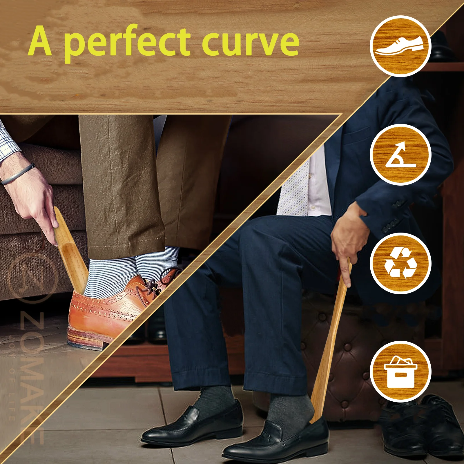 Durable Professional Wooden Shoe Horn Shoe Spoon Wooden Handle Long Handle Shoehorn 2PCS Useful Lifter Accessories (shoe horn,plastic shoe horns,plastic shoe horn)