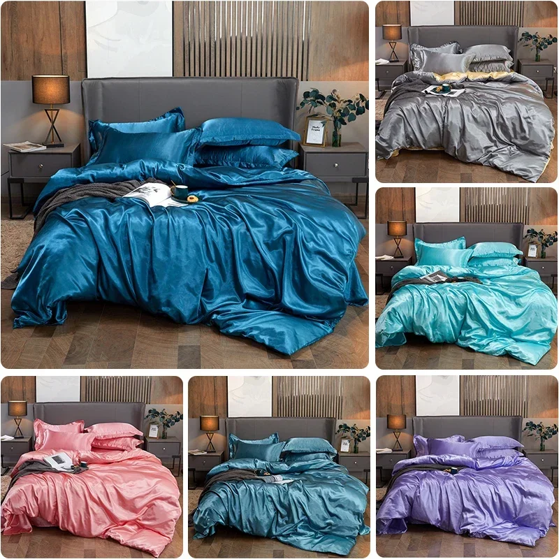 Premium Rayon Satin Duvet Cover – Luxurious Smooth Solid Quilt Cover